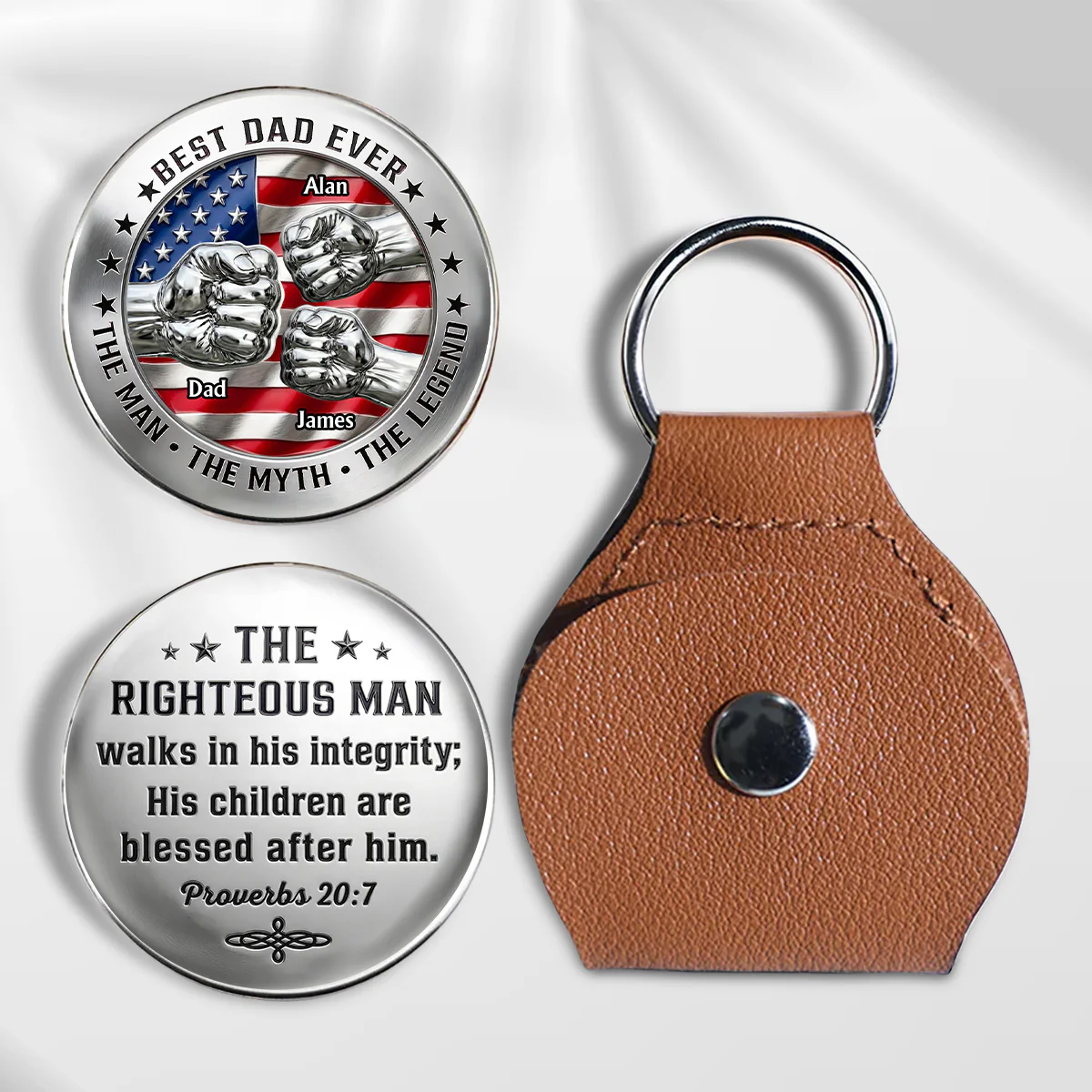 Dad Strong Brave Loyal - Personalized Custom Pocket Hug - Image 5