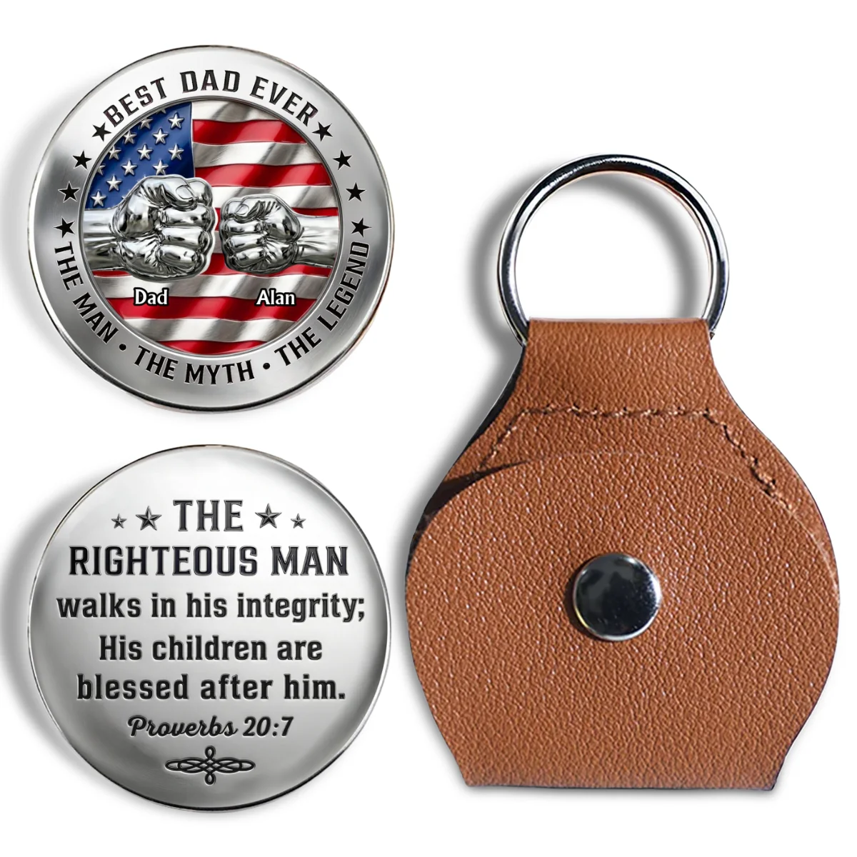 Dad Strong Brave Loyal - Personalized Custom Pocket Hug - Image 7
