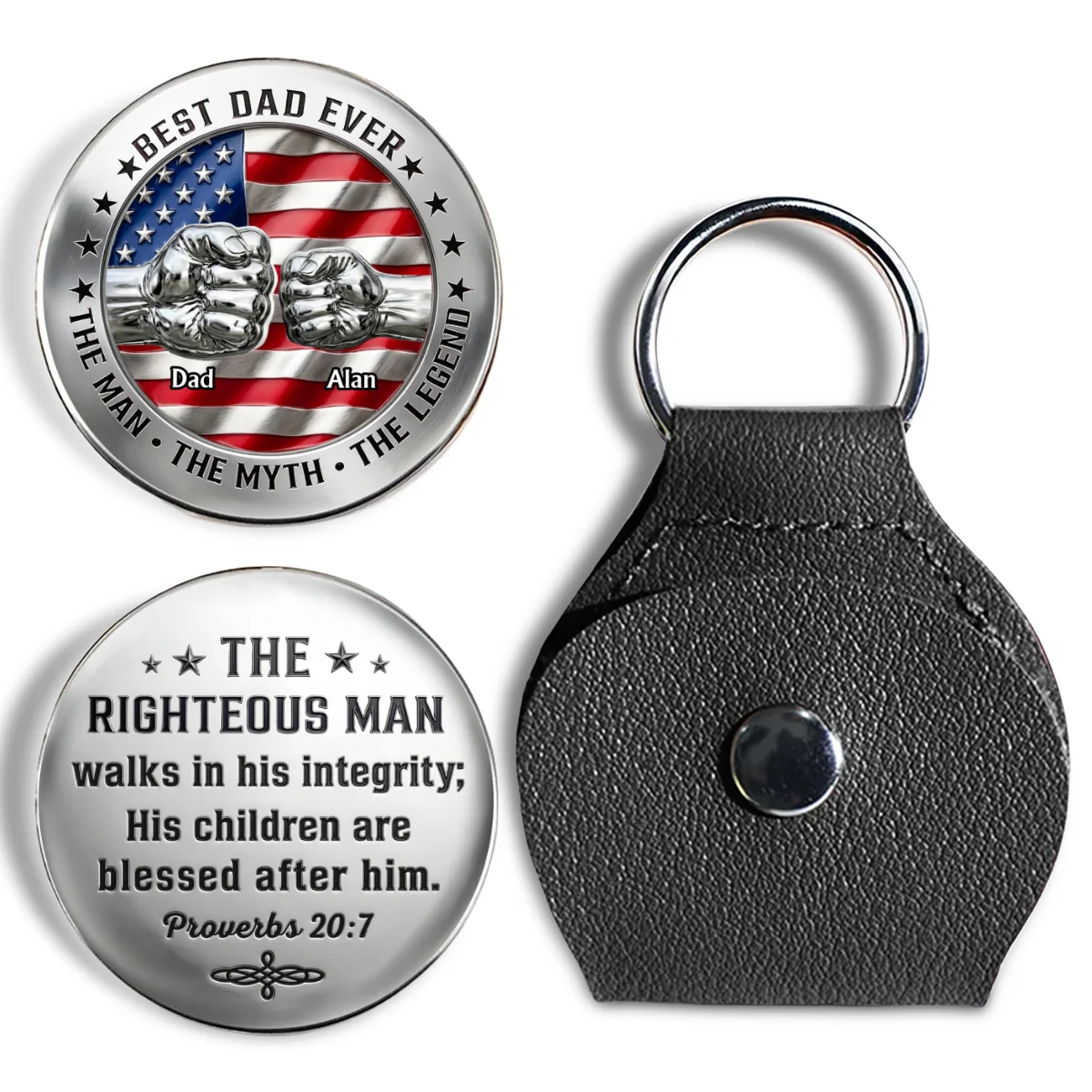 Dad Strong Brave Loyal - Personalized Custom Pocket Hug - Image 8