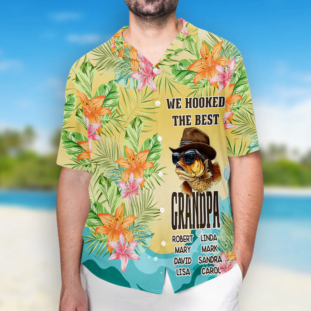 Dad Taught Me How To Fish - Personalized Custom Hawaiian Shirt - Image 5