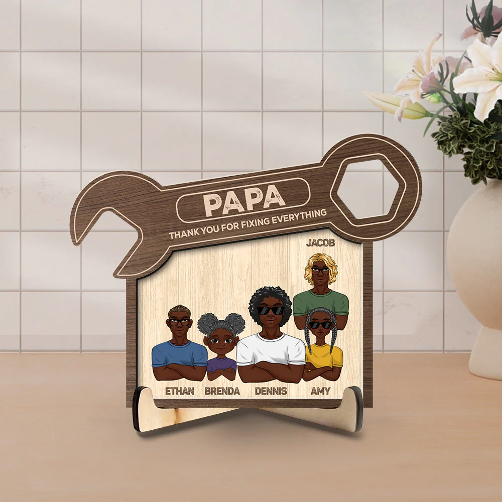 Dad Thank You For Fixing Everything - Personalized Wooden Plaque - Image 5