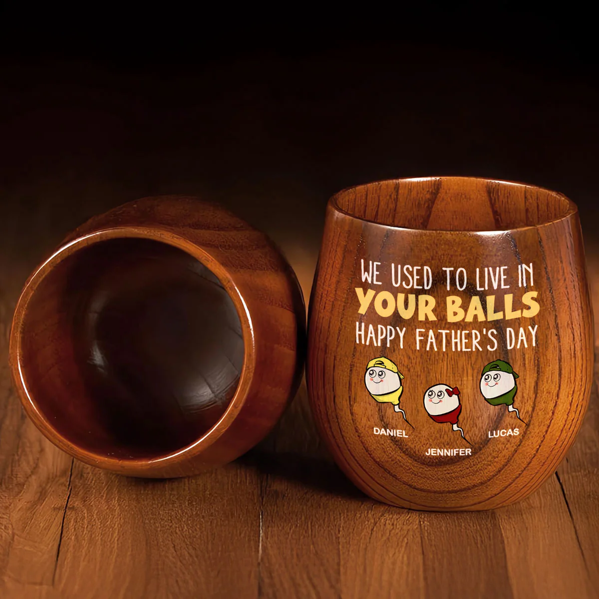 Dad Thanks For Not Pulling Out - Personalized Custom Wooden Whiskey Glass - Image 5