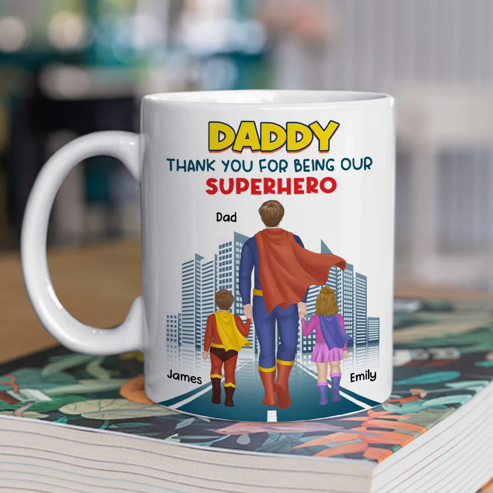 Dad The Hero - Personalized Custom Coffee Mug - Image 2