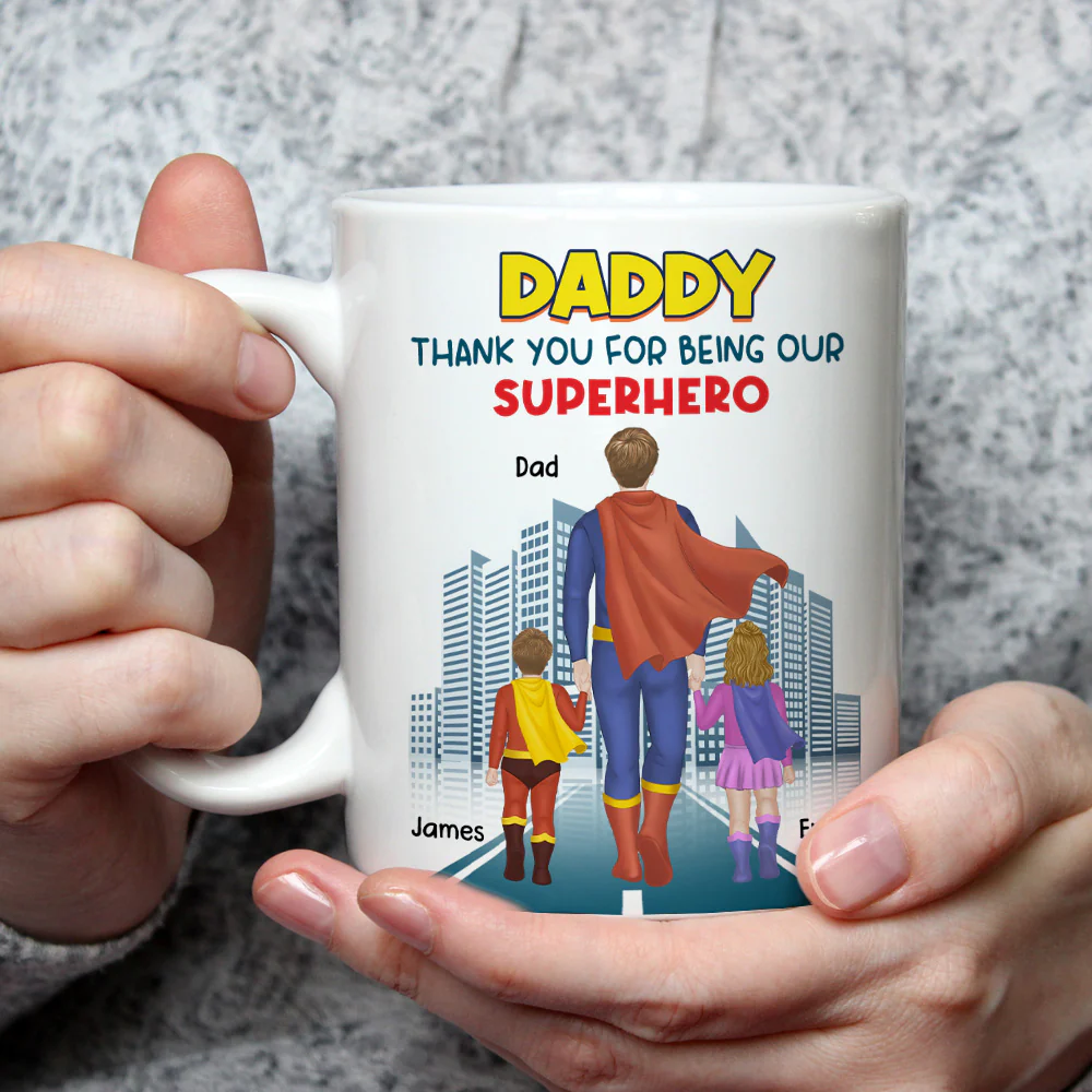 Dad The Hero - Personalized Custom Coffee Mug - Image 3