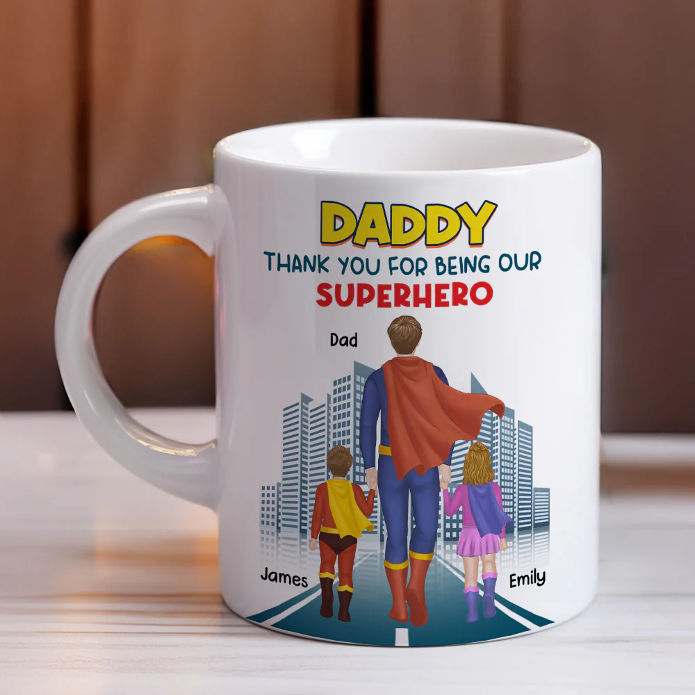 Dad The Hero - Personalized Custom Coffee Mug - Image 5