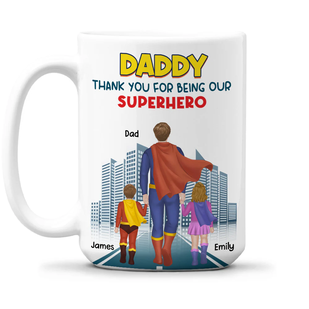 Dad The Hero - Personalized Custom Coffee Mug - Image 7