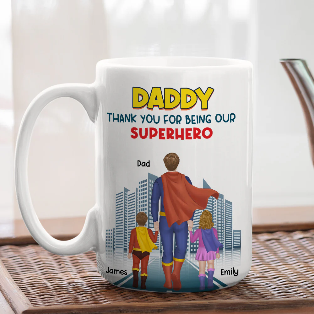 Dad The Hero - Personalized Custom Coffee Mug - Image 8