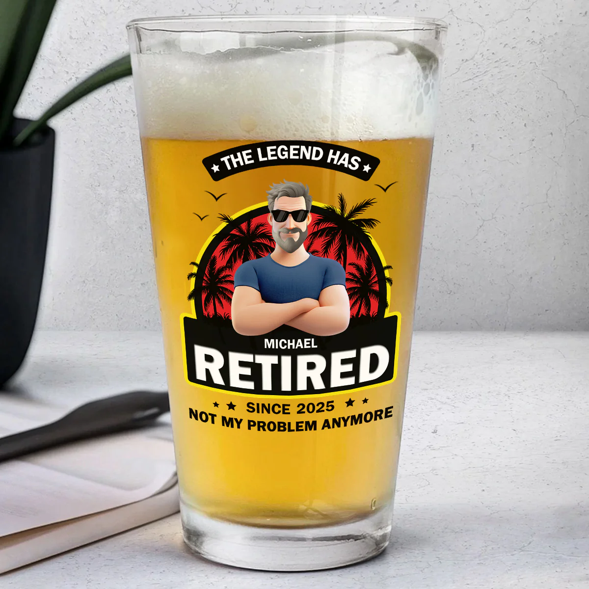 Dad The Legend - Personalized Custom Beer Glass - Image 2
