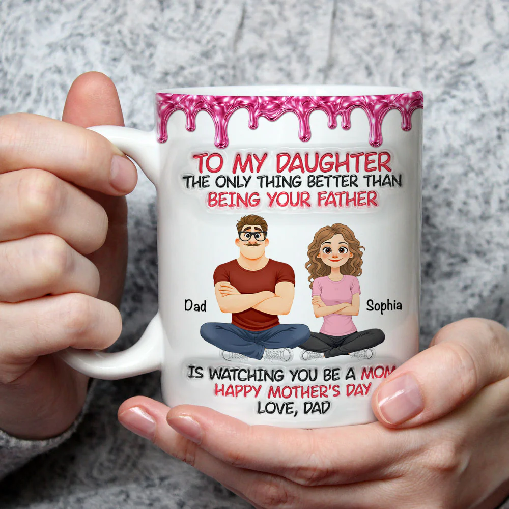 Dad To My Daughter Metal - Personalized Custom 3D Inflated Effect Mug - Image 2