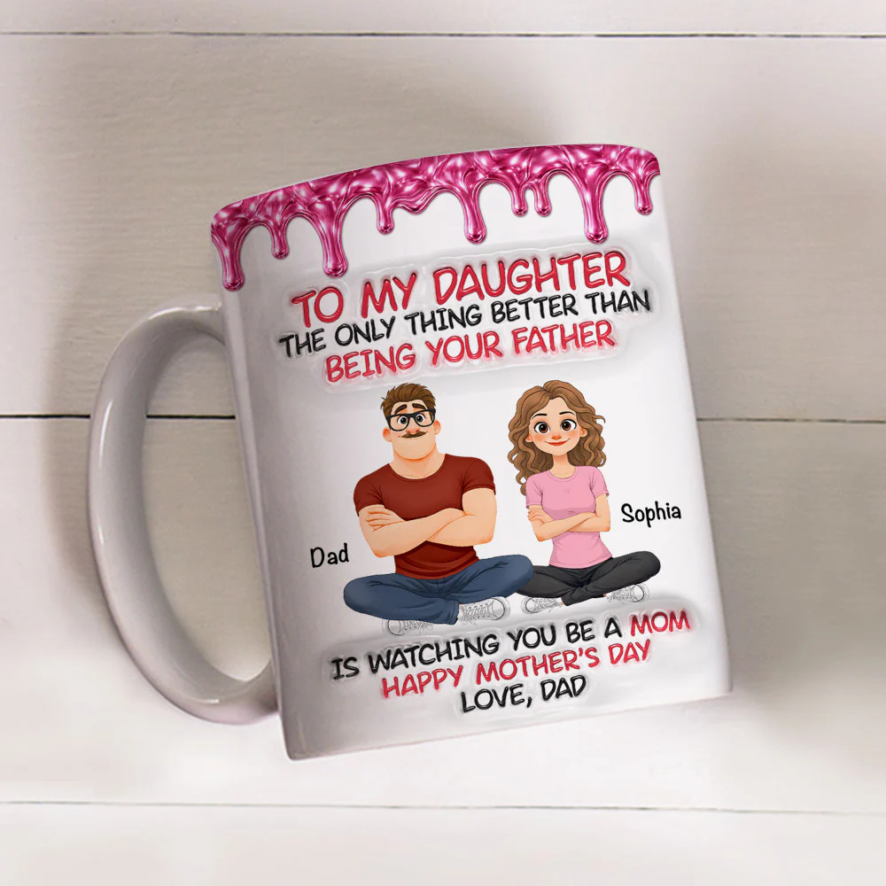 Dad To My Daughter Metal - Personalized Custom 3D Inflated Effect Mug - Image 3