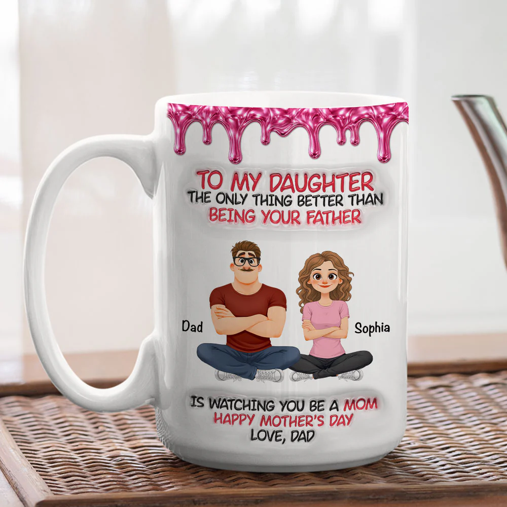 Dad To My Daughter Metal - Personalized Custom 3D Inflated Effect Mug - Image 4
