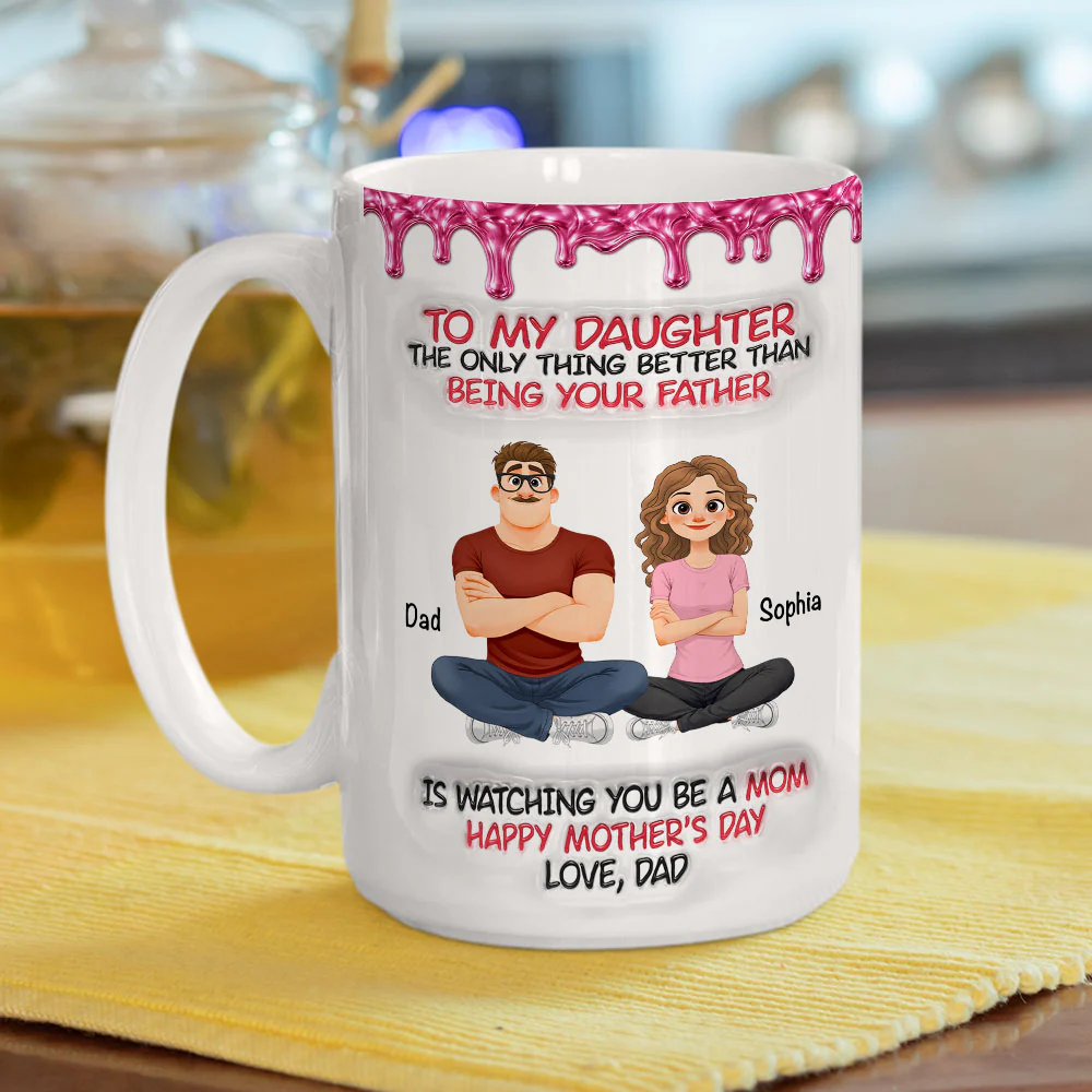Dad To My Daughter Metal - Personalized Custom 3D Inflated Effect Mug - Image 5