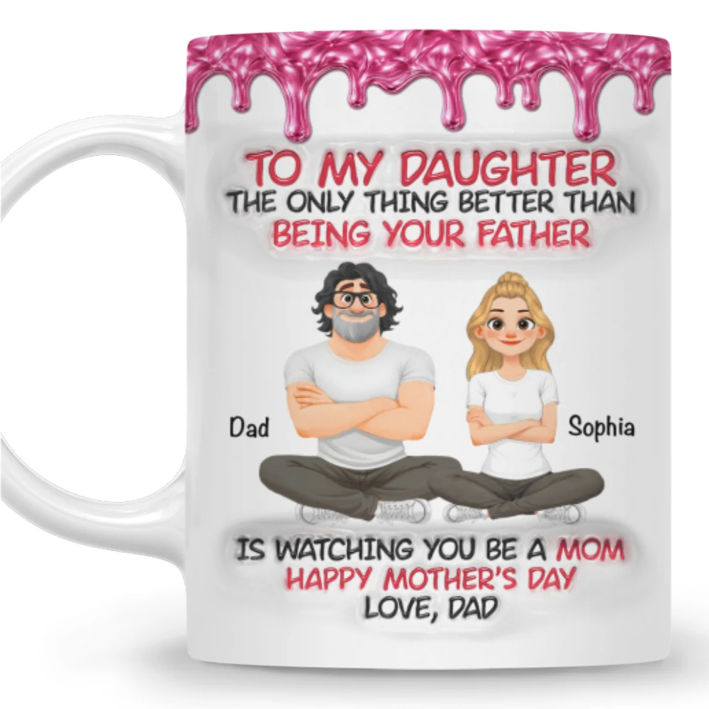 Dad To My Daughter Metal - Personalized Custom 3D Inflated Effect Mug - Image 7