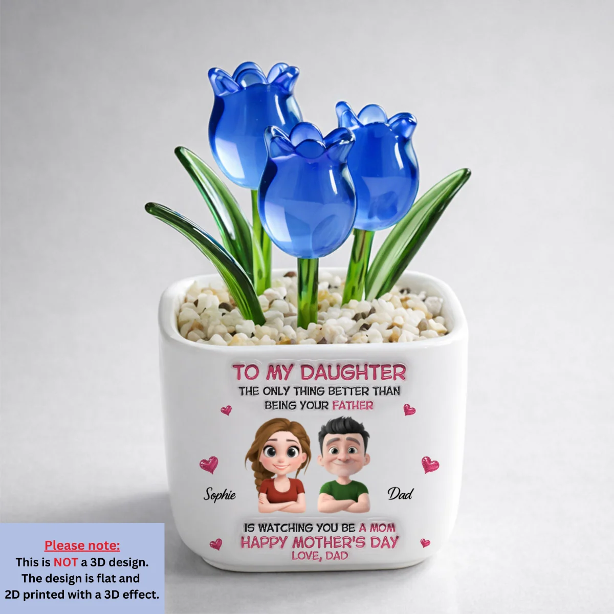 Dad Watching Daughter Be A Mom - Personalized Custom Glass Everlasting Tulips - Image 6