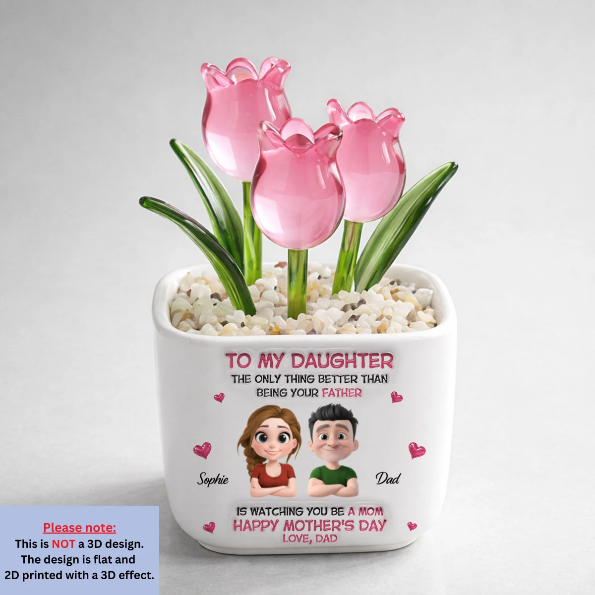 Dad Watching Daughter Be A Mom - Personalized Custom Glass Everlasting Tulips - Image 7