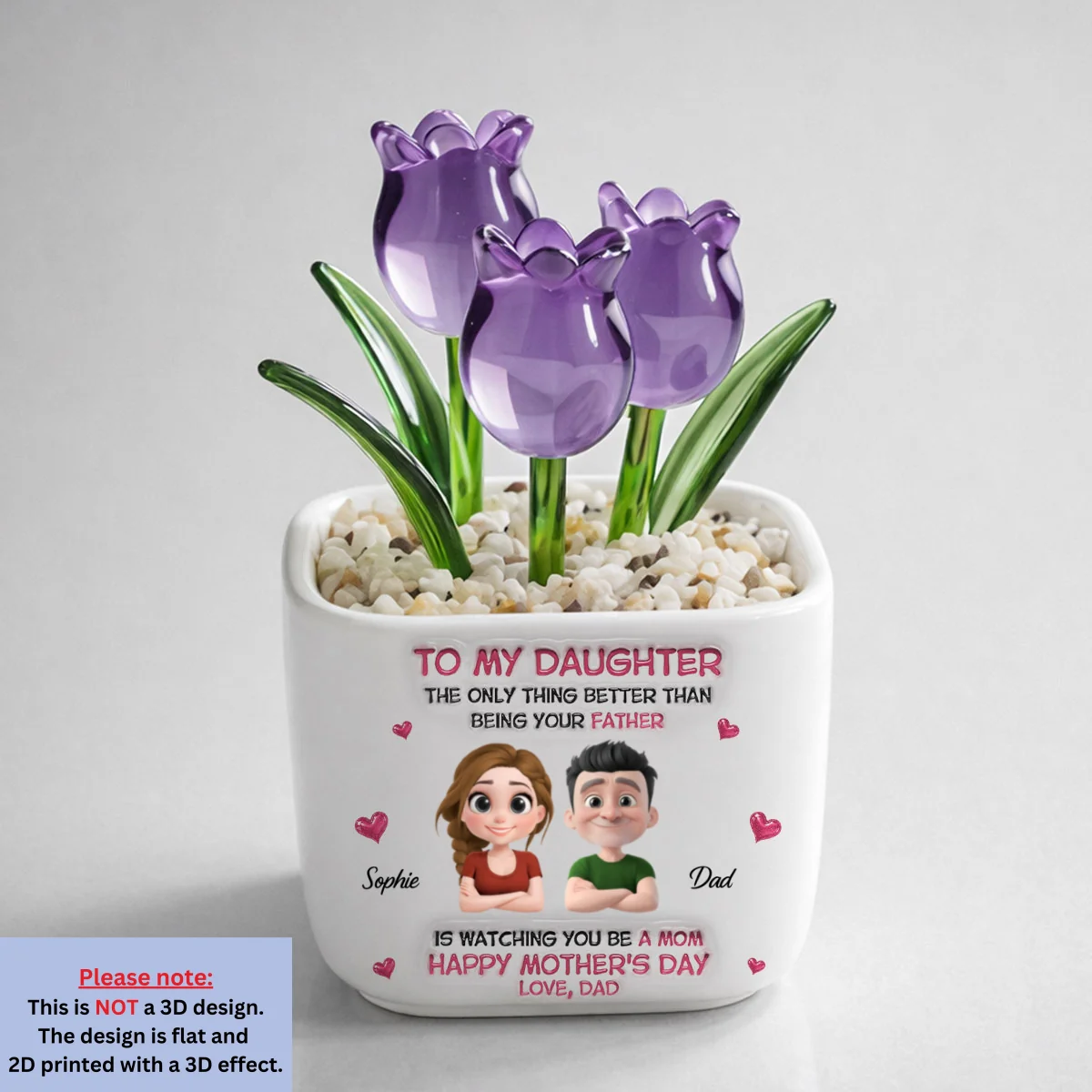 Dad Watching Daughter Be A Mom - Personalized Custom Glass Everlasting Tulips - Image 8