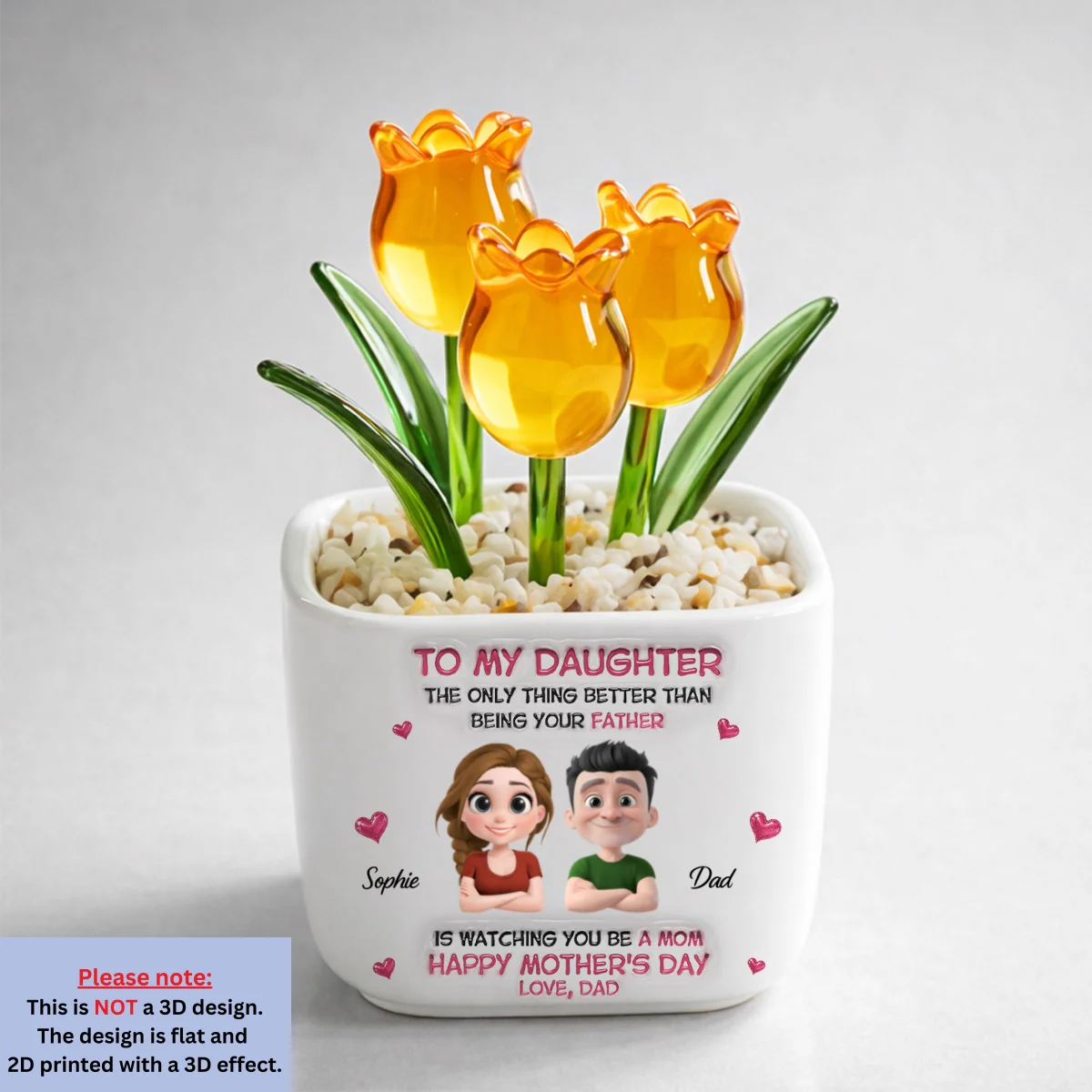 Dad Watching Daughter Be A Mom - Personalized Custom Glass Everlasting Tulips - Image 9