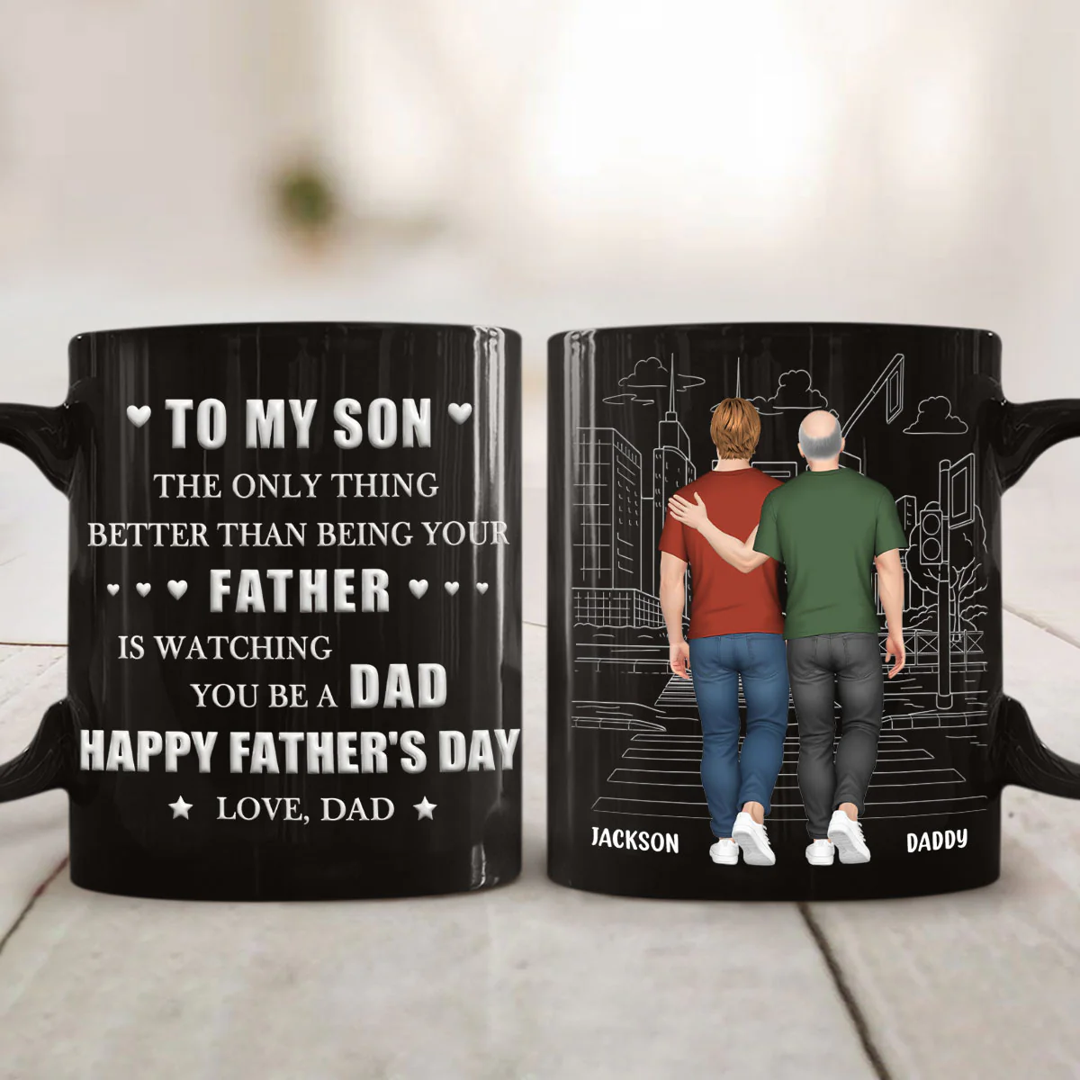 Dad Watching You Grow - Personalized Custom 3D Inflated Effect Mug - Image 2