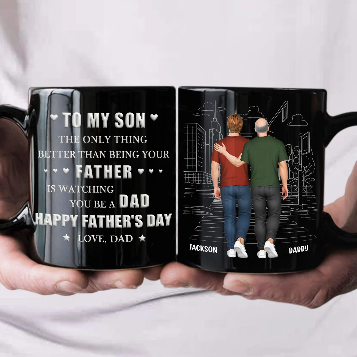 Dad Watching You Grow - Personalized Custom 3D Inflated Effect Mug - Image 4