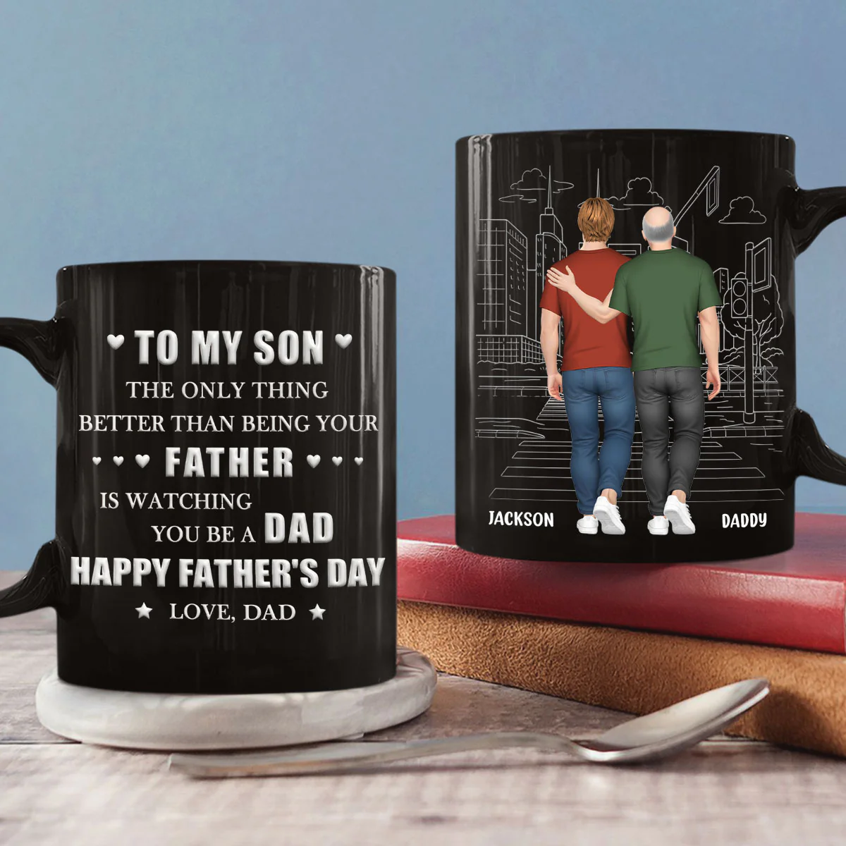 Dad Watching You Grow - Personalized Custom 3D Inflated Effect Mug - Image 5