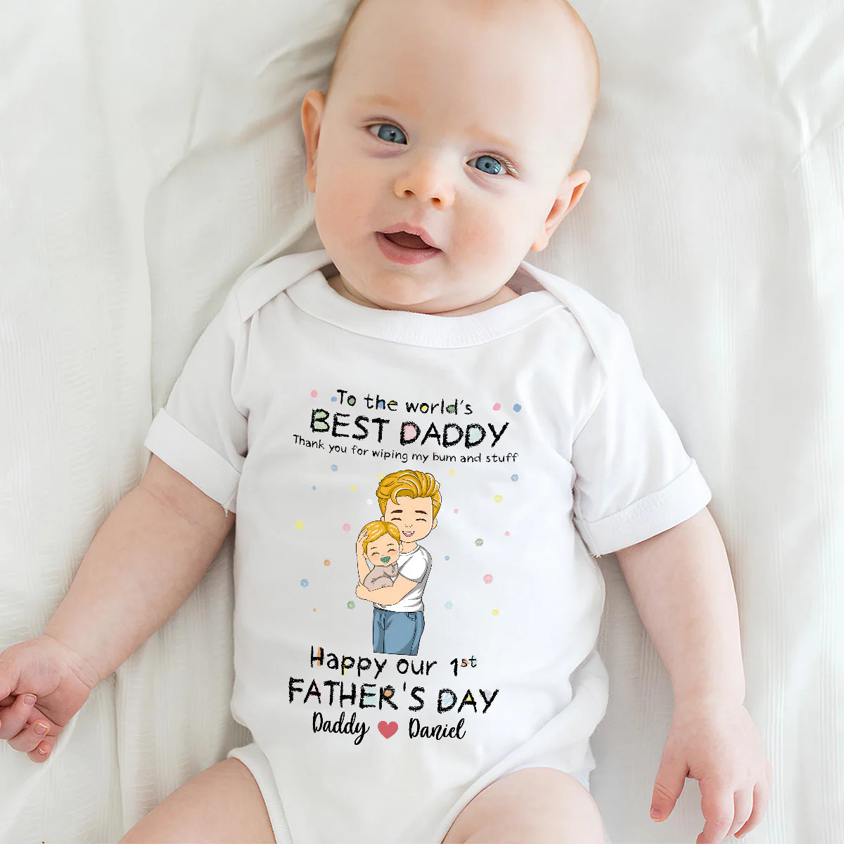 Dad Wiping My Bum - Personalized Custom Baby Onesie - Image 2