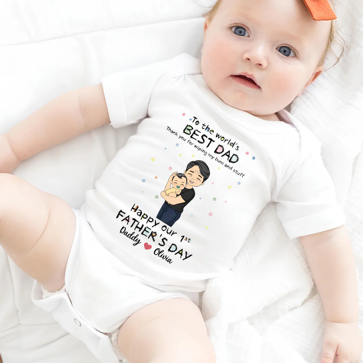 Dad Wiping My Bum - Personalized Custom Baby Onesie - Image 5