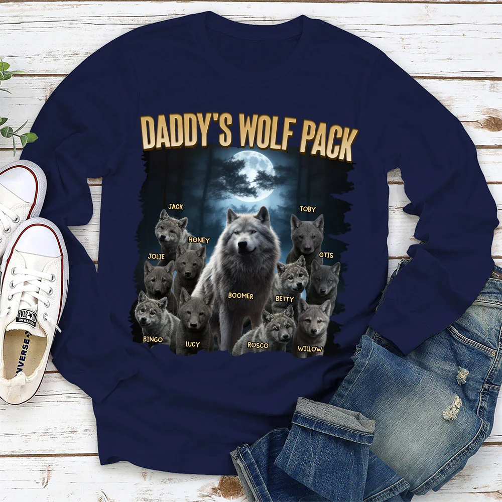 Dad Wolf Pack - Personalized Custom Shirt - Image 5