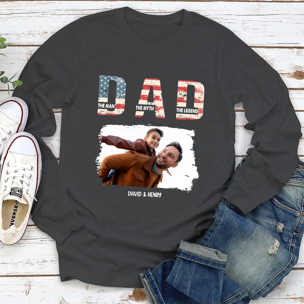 Dad You Are The Legend Photo - Personalized Custom Shirt - Image 2