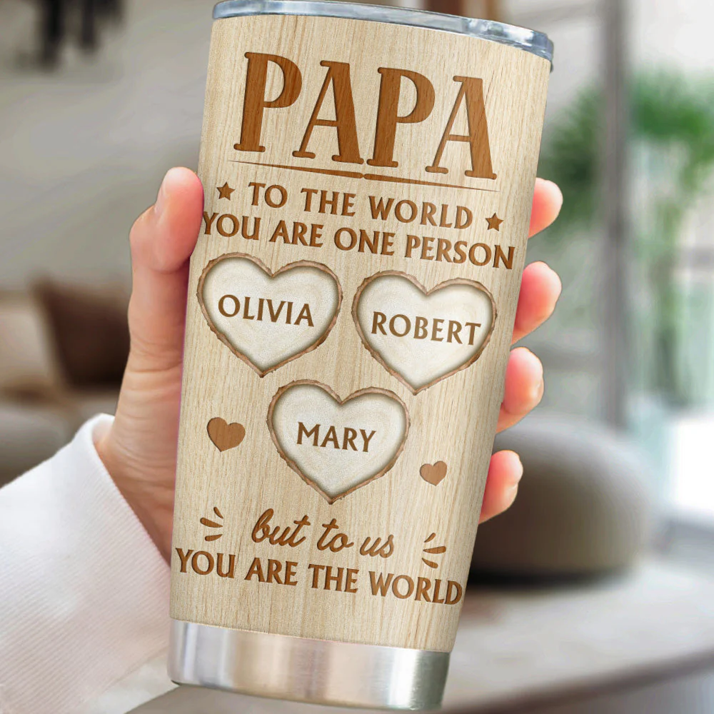 Dad You Are The World - Personalized Custom Tumbler - Image 5