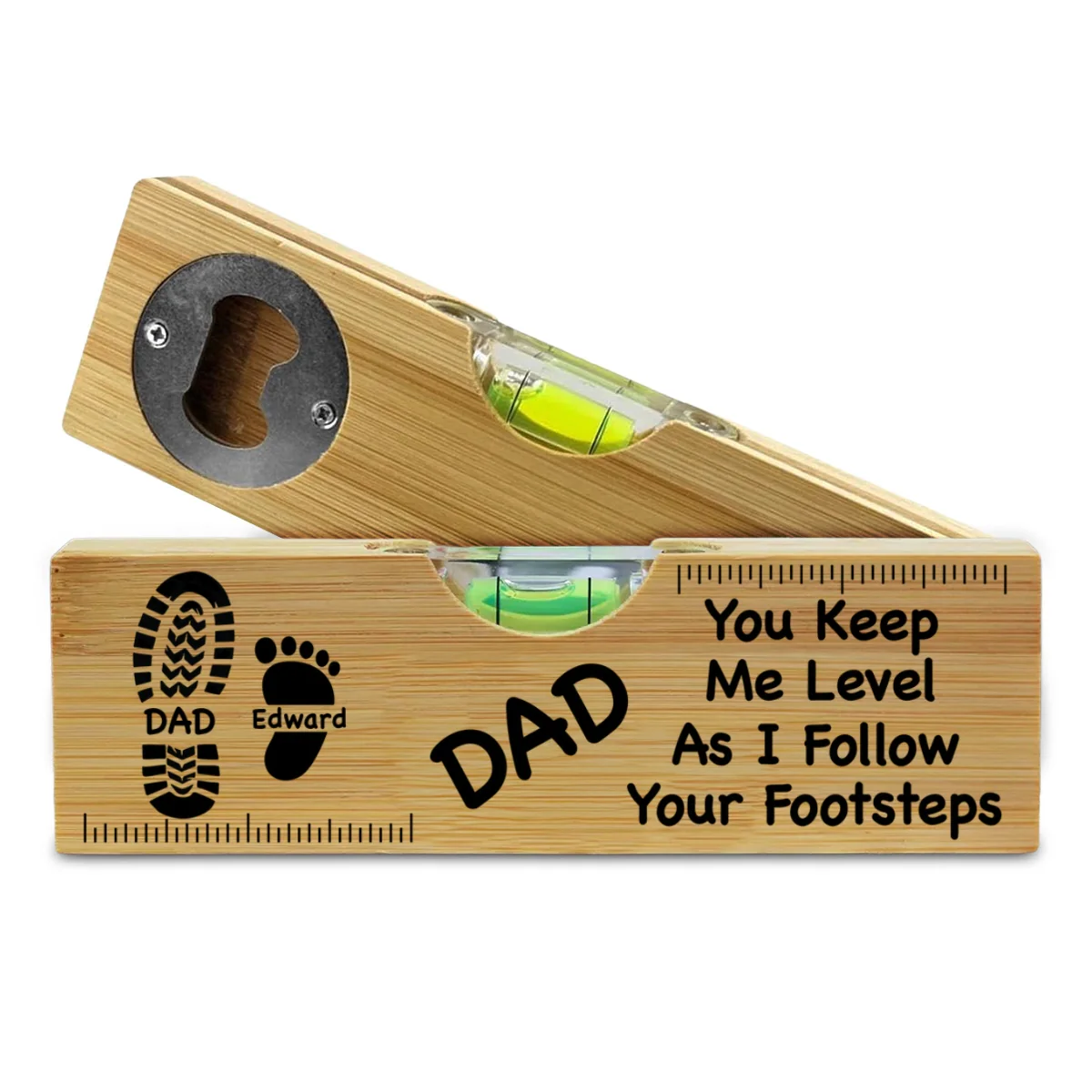 Dad You Keep Me Level - Personalized Custom Engraved Wooden Spirit Level Bottle Opener - Image 6