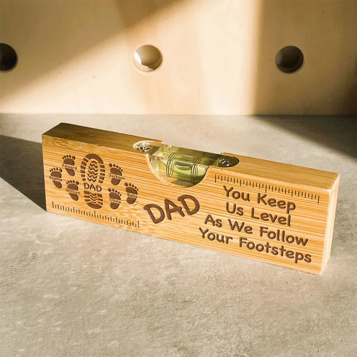 Dad You Keep Me Level - Personalized Custom Engraved Wooden Spirit Level Bottle Opener - Image 4
