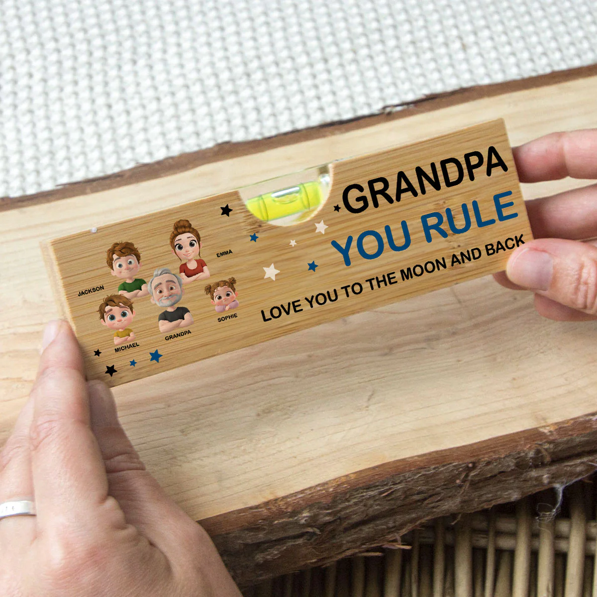 Dad You Rule - Personalized Custom Wooden Spirit Level Bottle Opener - Image 3
