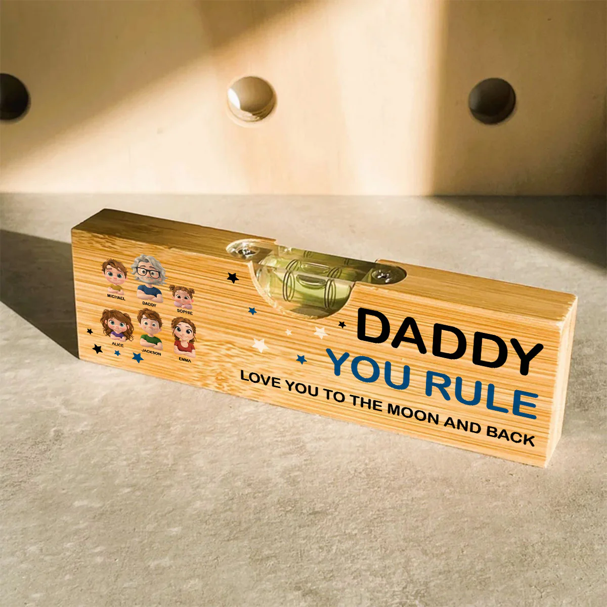 Dad You Rule - Personalized Custom Wooden Spirit Level Bottle Opener - Image 5