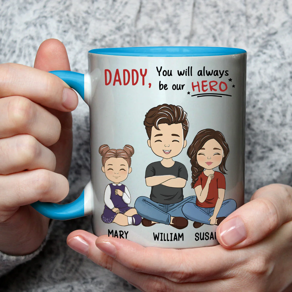 Dad, You Will Always Be My Hero - Personalized Custom Accent Mug - Image 2