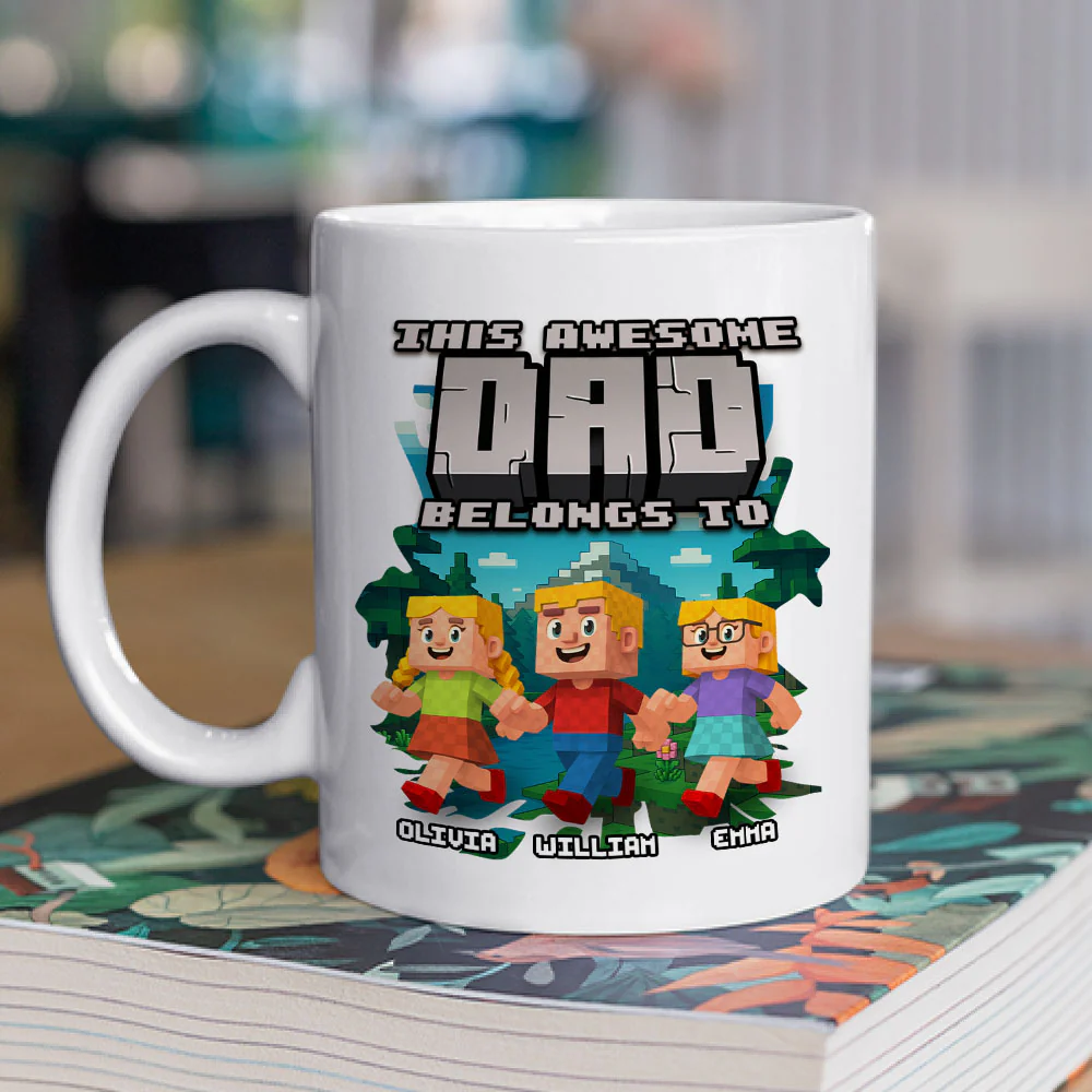 This Awesome Dad Belongs To Me - Personalized Custom Coffee Mug - Image 2