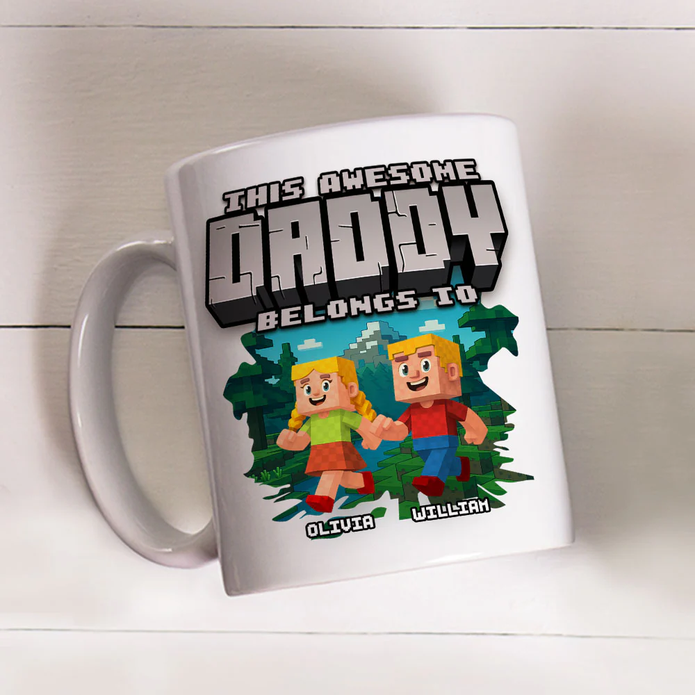This Awesome Dad Belongs To Me - Personalized Custom Coffee Mug - Image 3