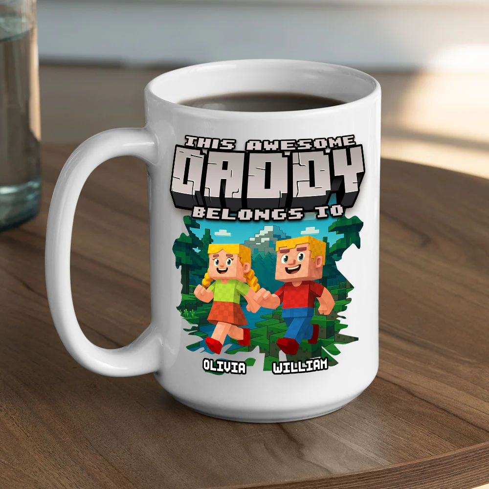 This Awesome Dad Belongs To Me - Personalized Custom Coffee Mug - Image 4