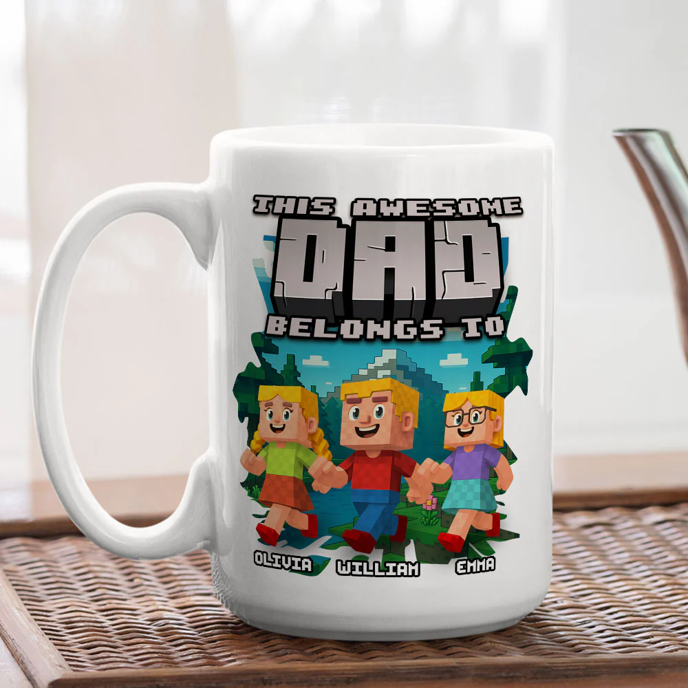 This Awesome Dad Belongs To Me - Personalized Custom Coffee Mug - Image 5