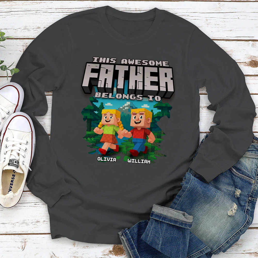 This Awesome Dad Belongs To Me - Personalized Custom Shirt - Image 3
