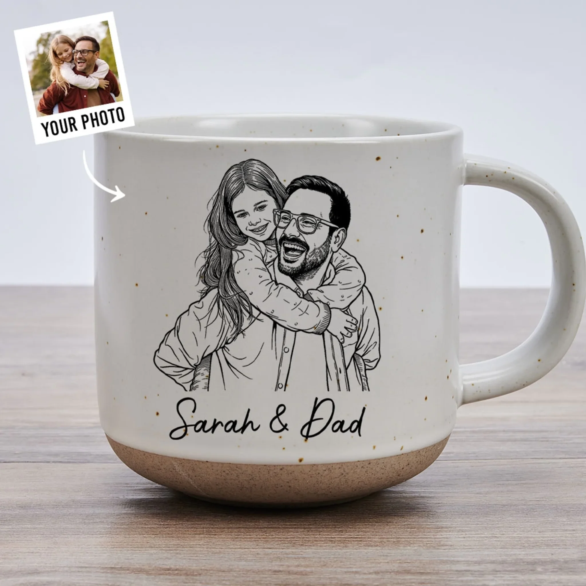 Daddy Always Walks Beside - Personalized Custom Pottery Mug