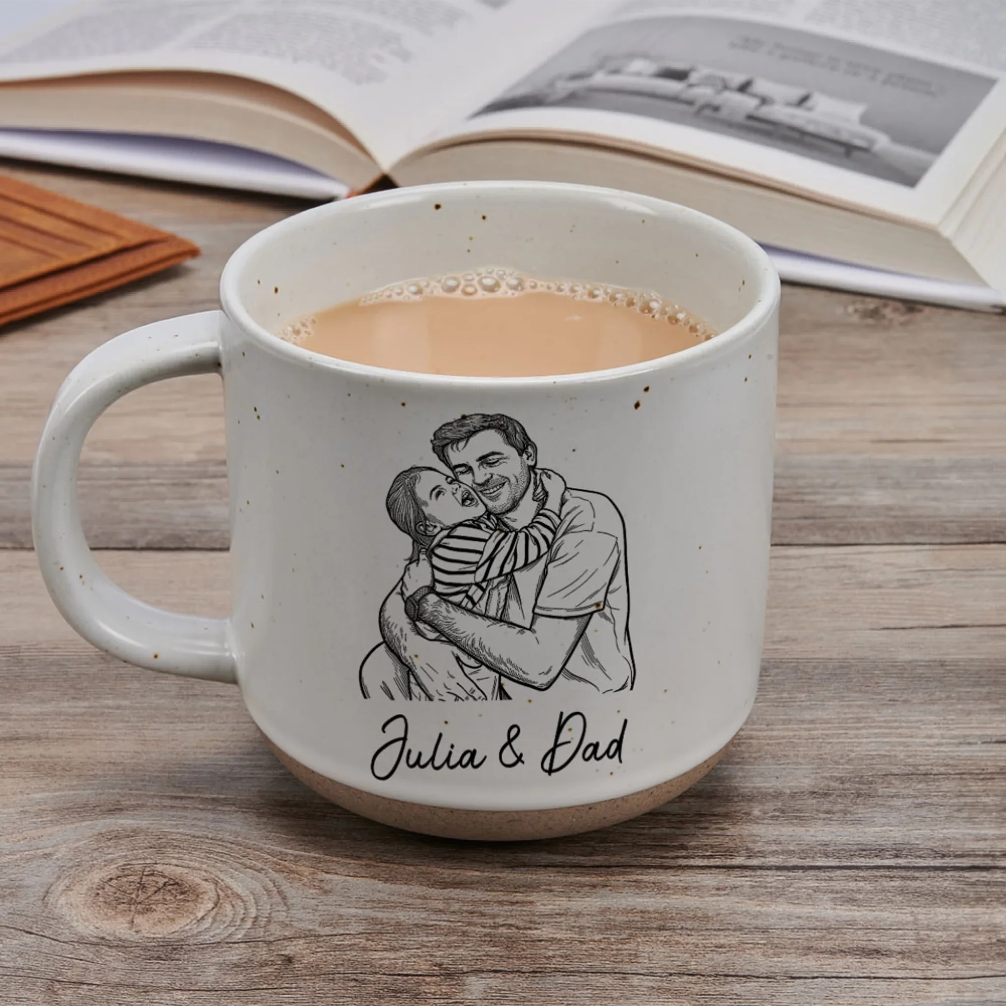 Daddy Always Walks Beside - Personalized Custom Pottery Mug - Image 2