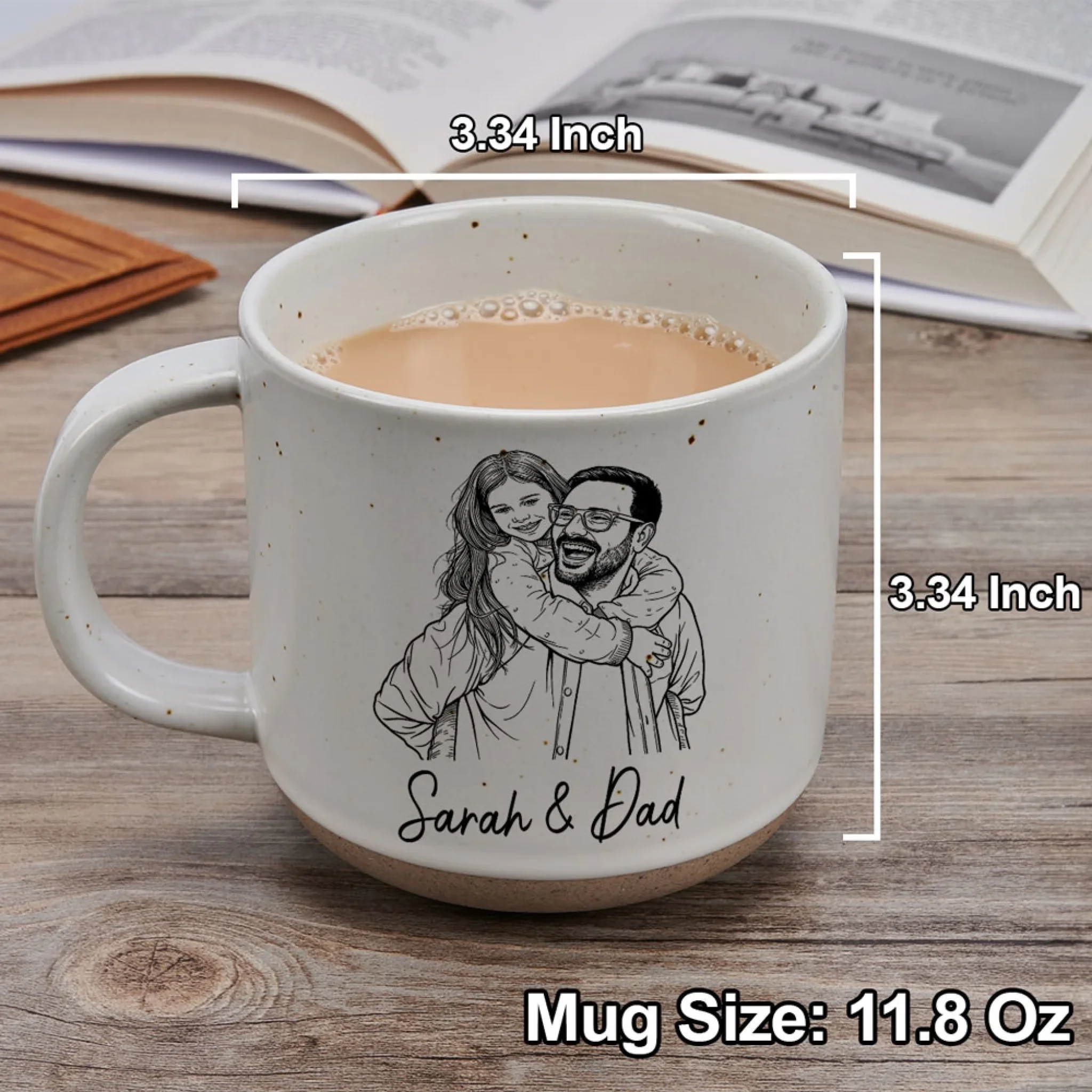 Daddy Always Walks Beside - Personalized Custom Pottery Mug - Image 3