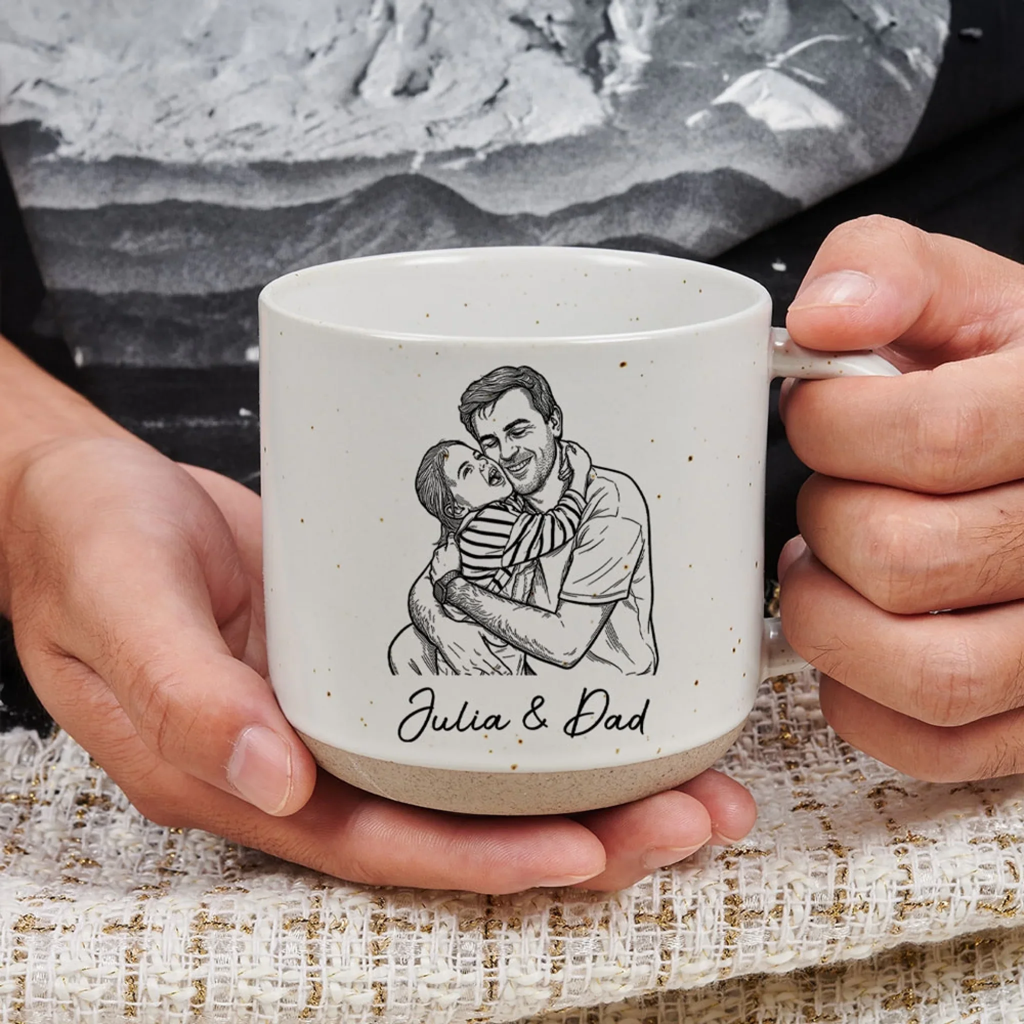 Daddy Always Walks Beside - Personalized Custom Pottery Mug - Image 4