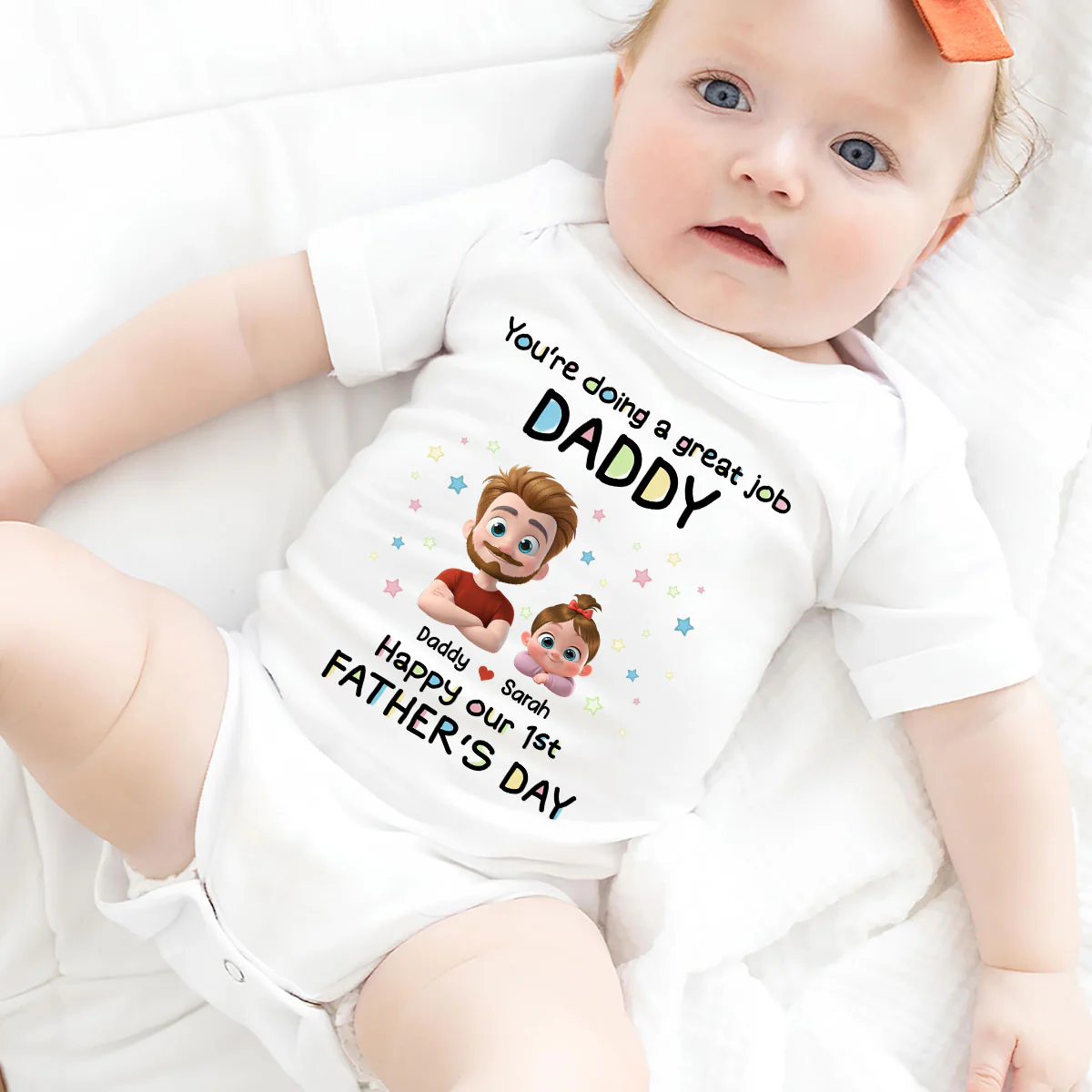 Daddy And Baby - Personalized Custom Baby Onesie - Image 4