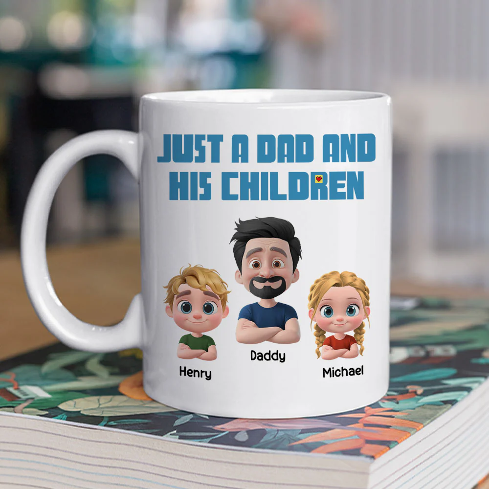 Daddy And His Children - Personalized Custom Coffee Mug - Image 3