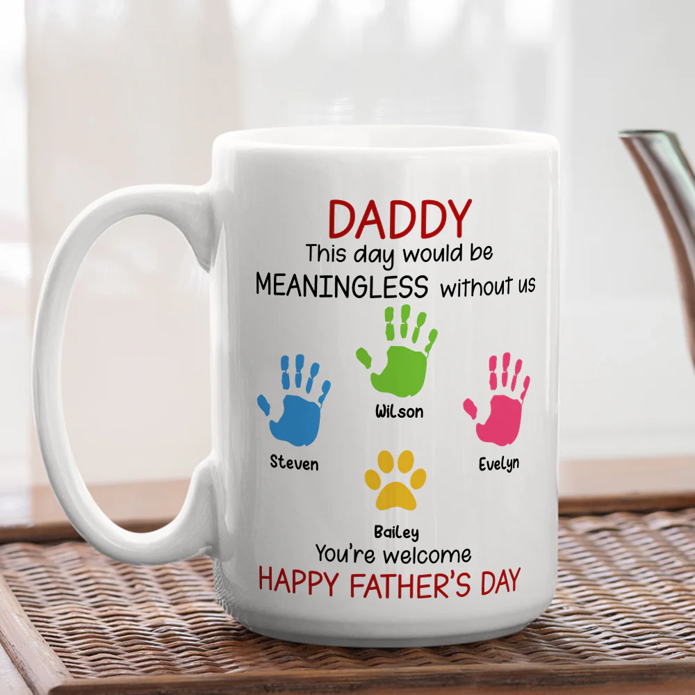 Daddy And His Kids - Personalized Custom Coffee Mug - Image 4