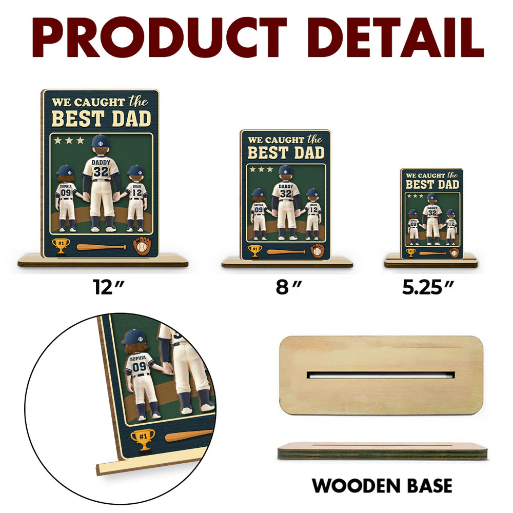 Daddy And His Teammate - Personalized Custom 2-Layer Wood Plaque With Flat Base - Image 5