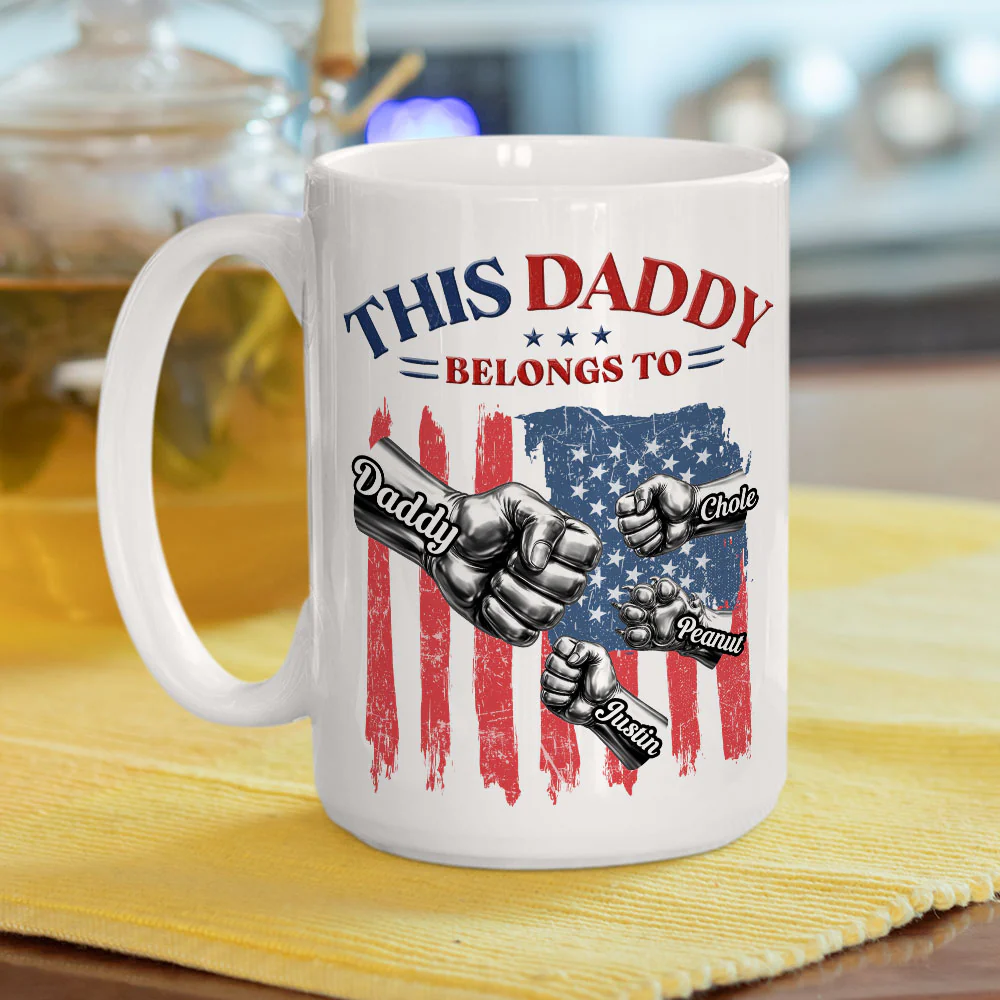 Daddy And Kids - Personalized Custom Coffee Mug - Image 4
