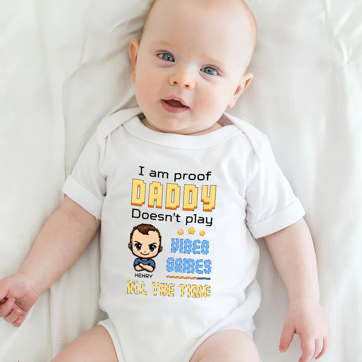 Daddy Can Not Play Video Games All The Time - Personalized Custom Onesie - Image 3