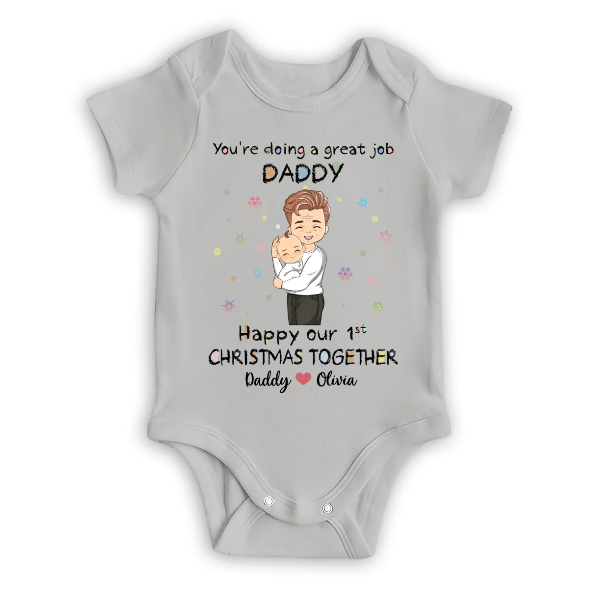 Daddy Doing A Great Job Christmas - Personalized Custom Baby Onesie - Image 7
